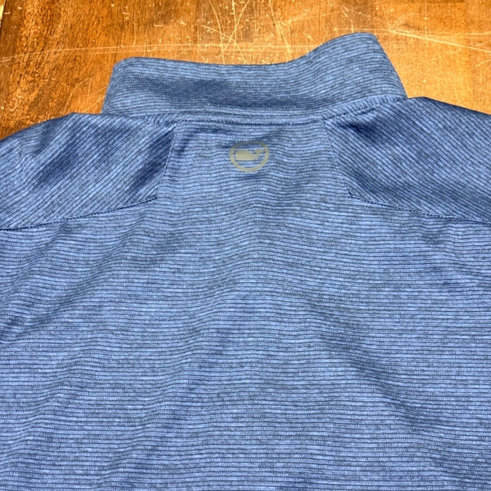 Vineyard Vines 1/4 Zip Mens M Blue On-The-Go Sankaty Micro Stripe Performance - Picture 12 of 12